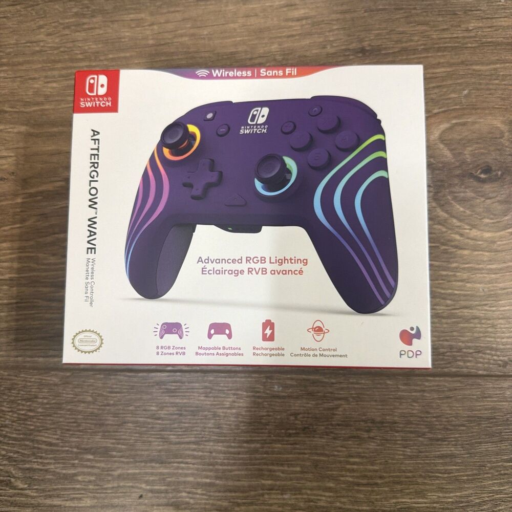 🔥PDP-Afterglow Wave Wireless RGB Gaming Controller for Nintendo Switch 2 Purple